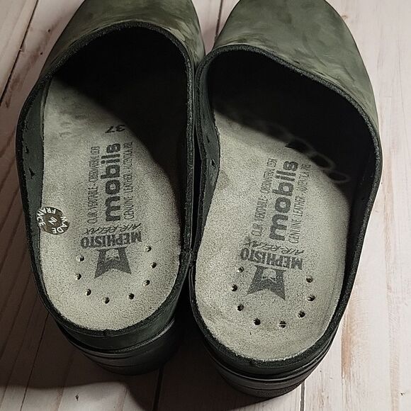 Mephisto Mobils Clog Shoes Suede Mules Black  Perforated Cut outs  Slip-on 37 - Picture 7 of 12